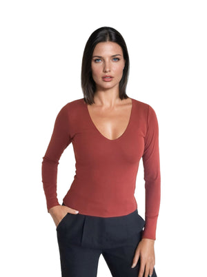 V-Neck Top - Burgundy