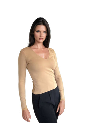 V-Neck Top - Camel