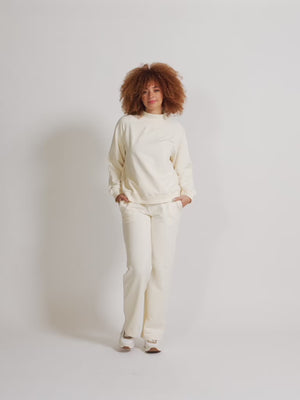 Straight Leg Jogger - Cream