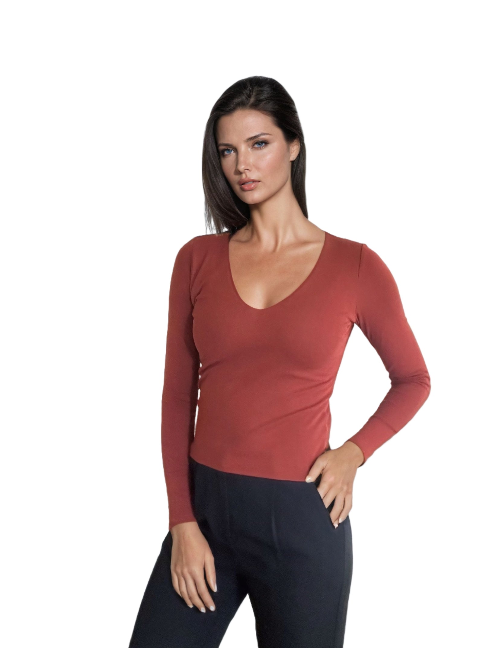 V-Neck Top - Burgundy