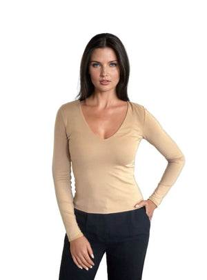 V-Neck Top - Camel