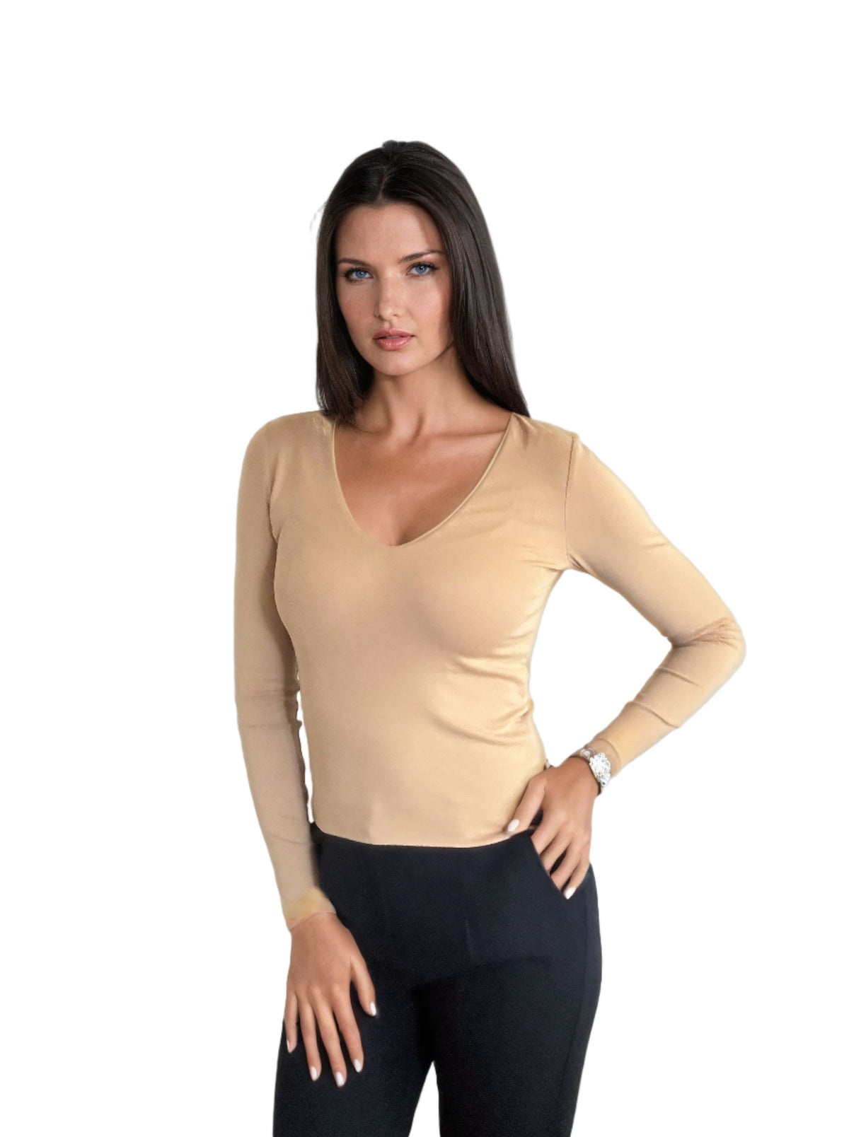 V-Neck Top - Camel
