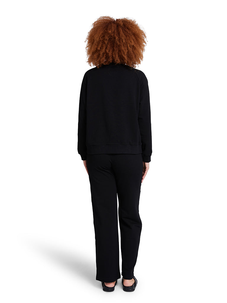 Women's Straight Leg Cuffed Lounge Pants - Black