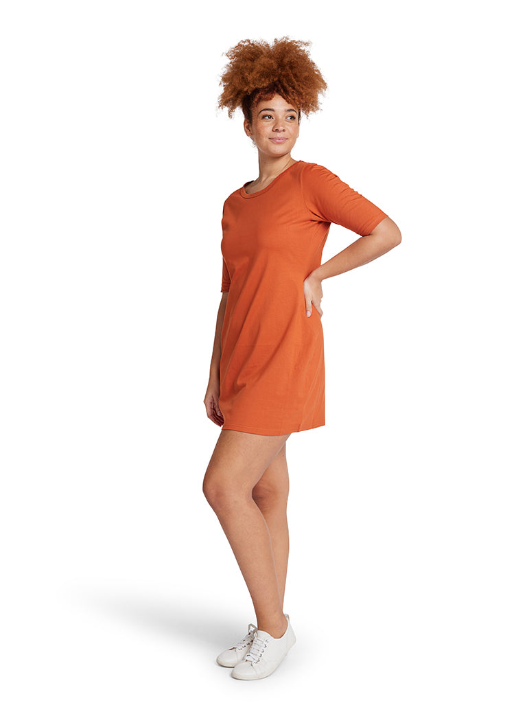 Mini Tee Dress - Burnt Red